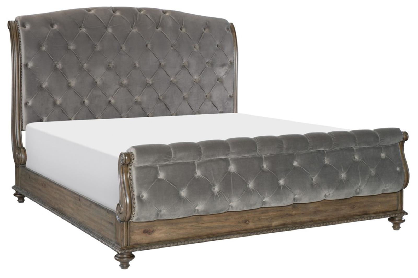 Rachelle King Sleigh Bed in Weathered Pecan 1693K-1EK*