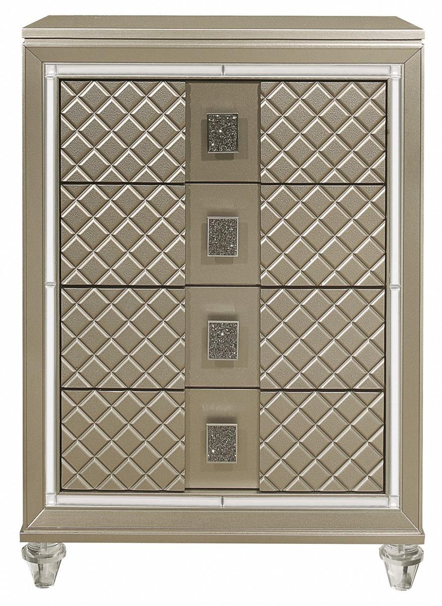 Youth Loudon 4 Drawer Chest in Champagne Metallic B1515-9