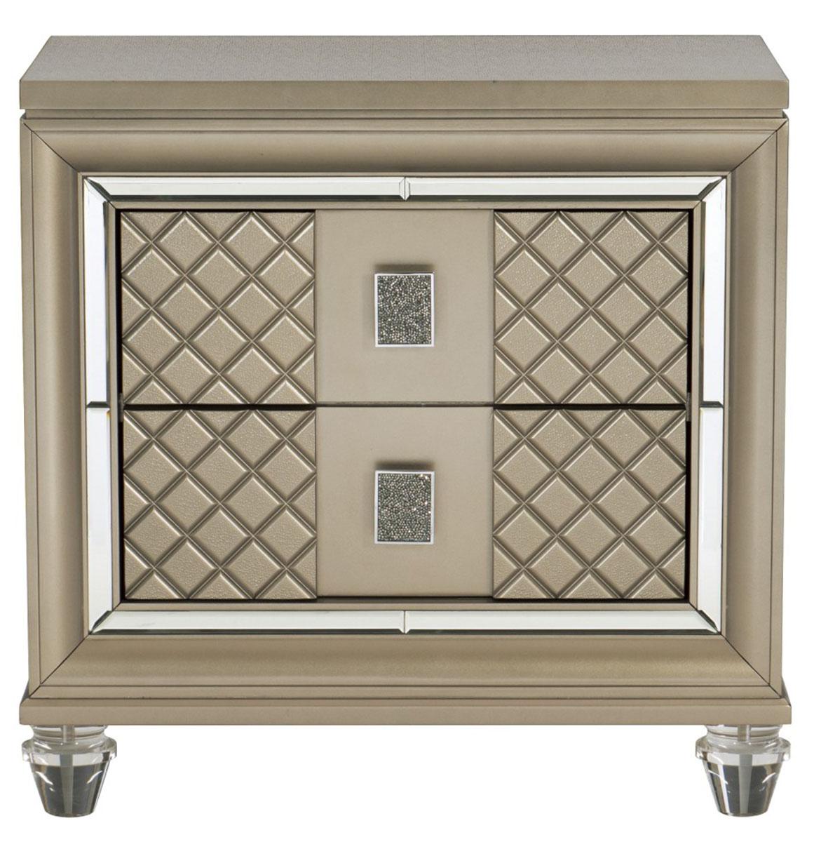 Loudon 2 Drawer Nightstand in Champagne Metallic 1515-4