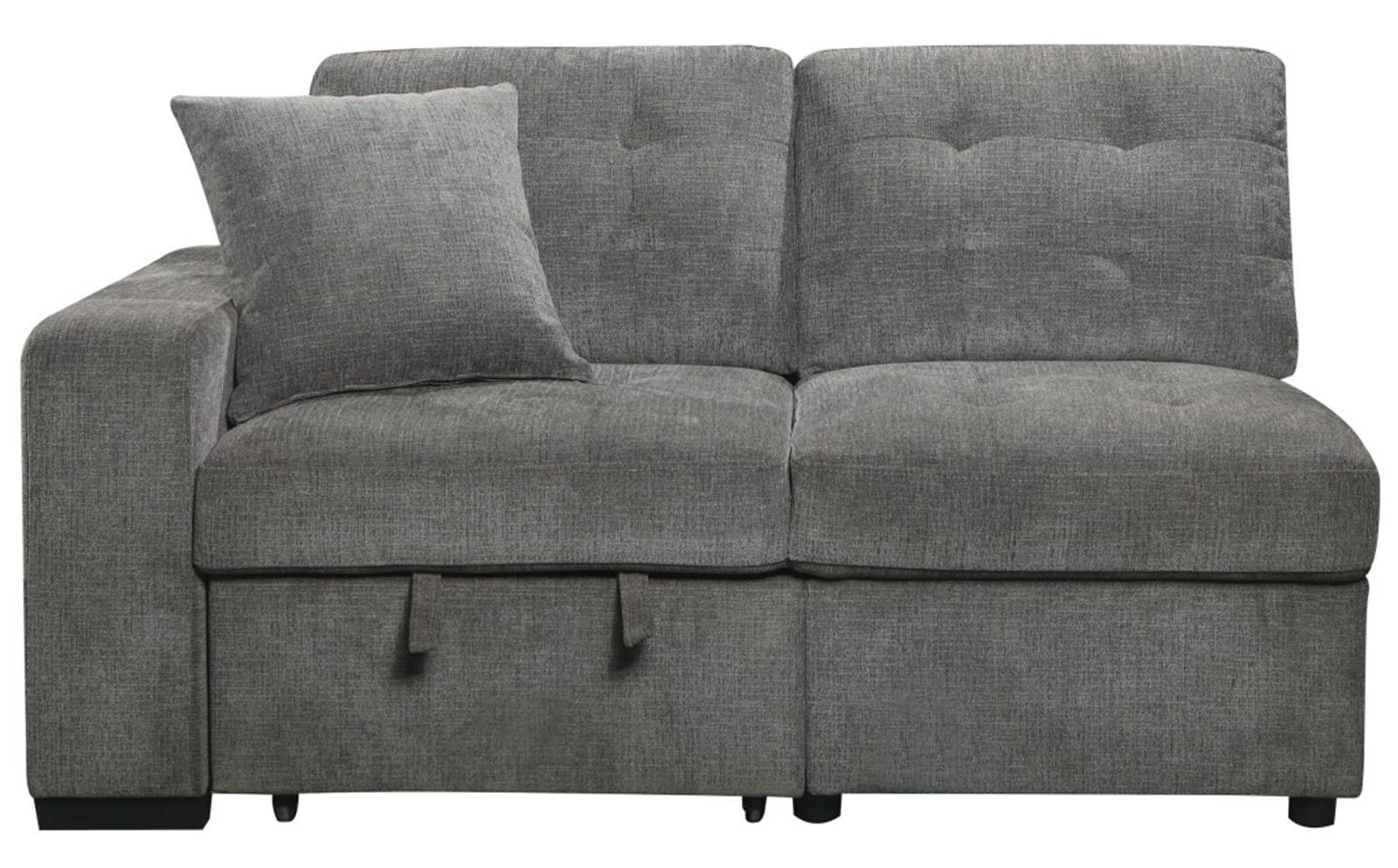 Logansport Left Side 2-Seater with Pull-out Ottoman and 1 Pillow in Gray 9401GRY-2L