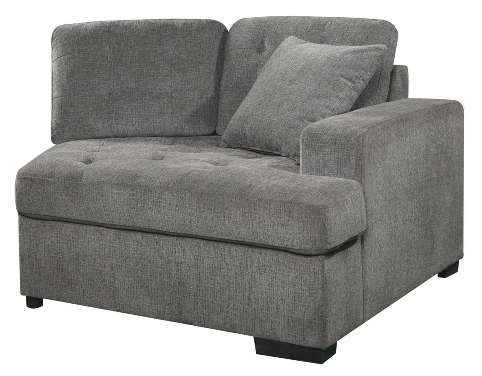 Logansport Right Side Cuddler with 1 Pillow in Gray 9401GRY-RU