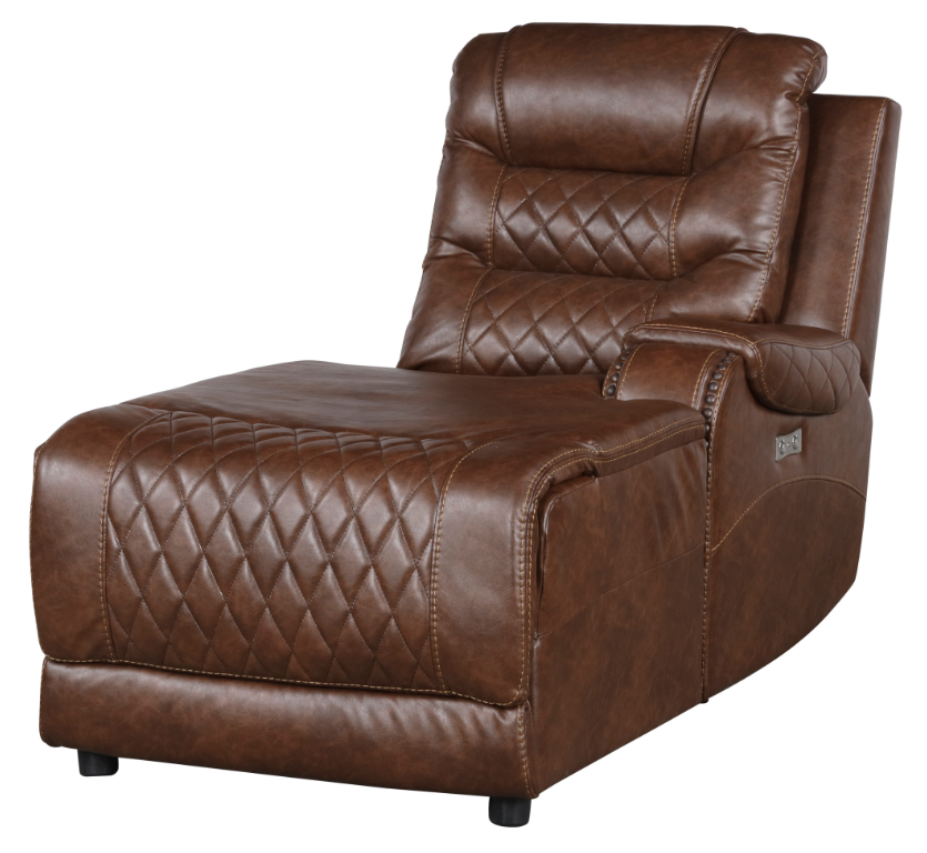 Putnam Power Right Side Reclining Chaise with USB Port in Brown 9405BR-RCPW