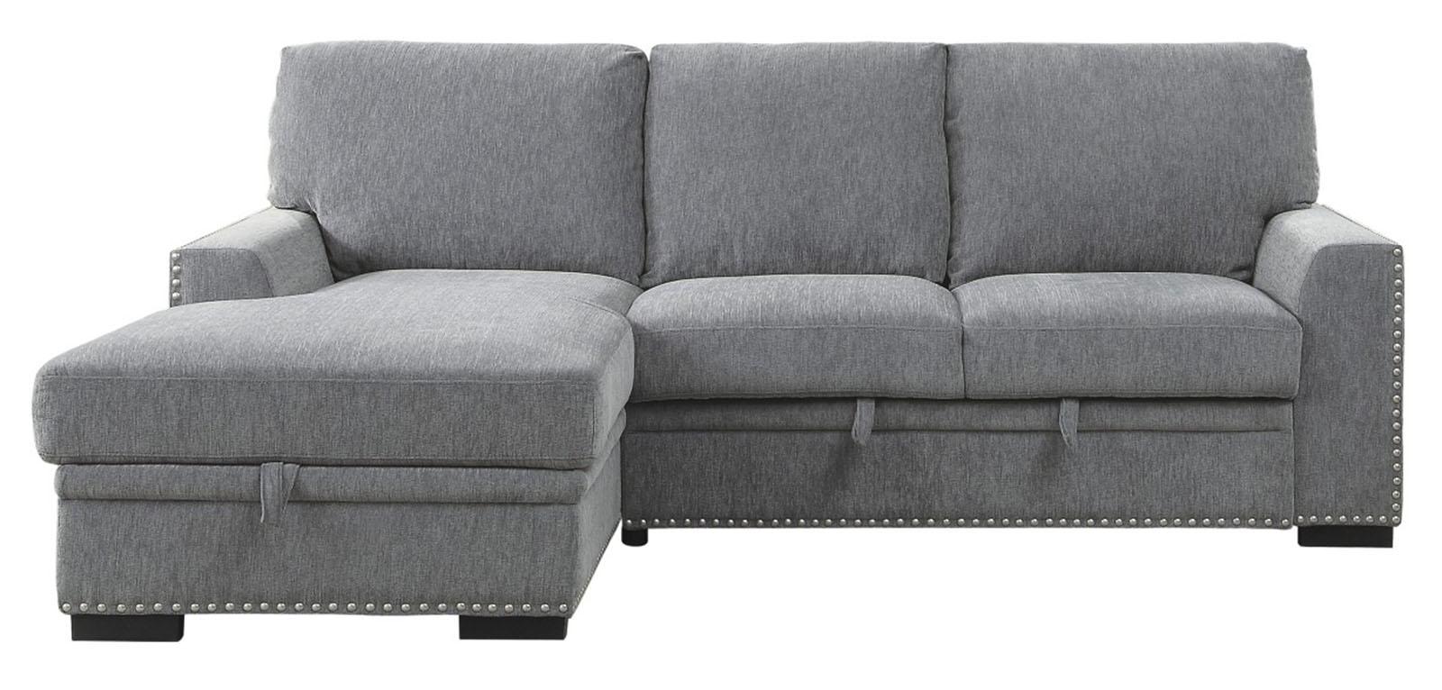 Morelia 2pc Sectional with Pull Out Bed and Left Chaise in Dark Gray 9468DG*2LC2R