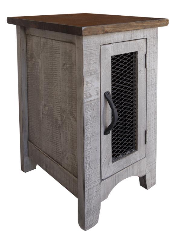 Pueblo Gray Chair Side Table 1 Door