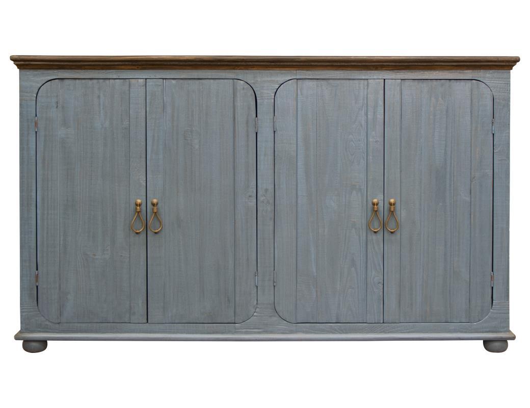 Alba 4 Doors Console, Two fixed shelves, Sky Blue Finish