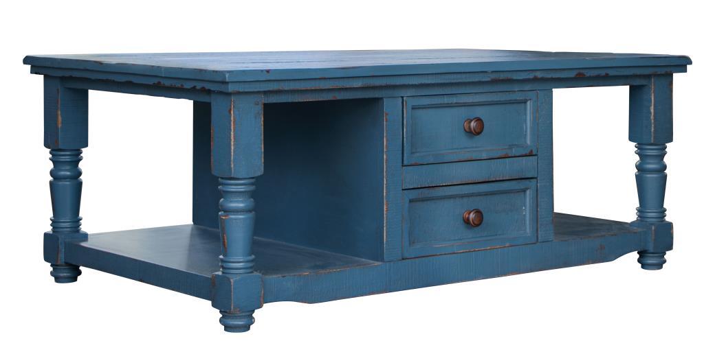 Aruba 4 Drawer, Cocktail Table, Dark Blue finish