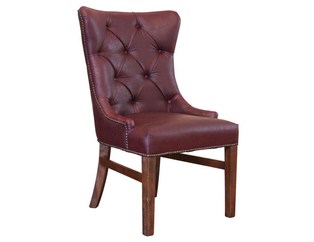 Terra Uph. Chair w/Tufted Back, Nailheads - Brown Microfiber **