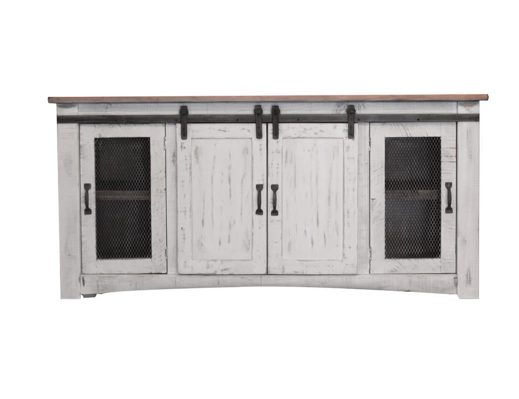 Pueblo White 70" TV Stand w/4 doors and Shelves