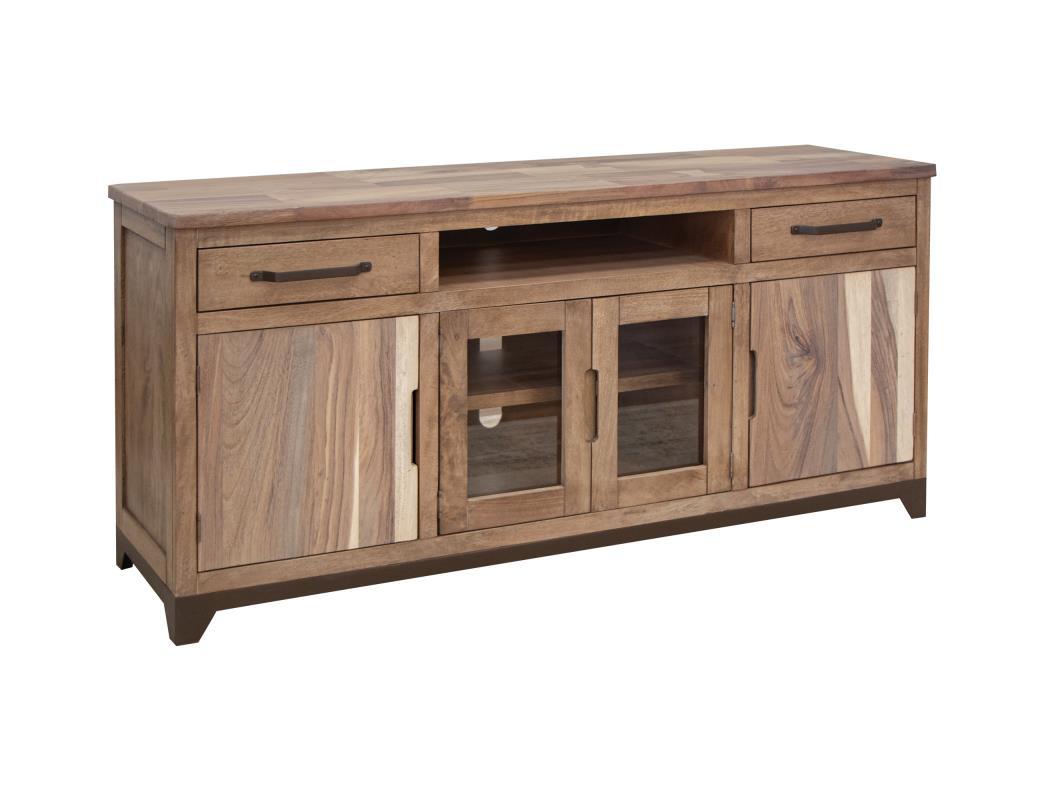 Natural Parota 2 Drawers, 2 Door and 2 Glass Door, 70" TV Stand