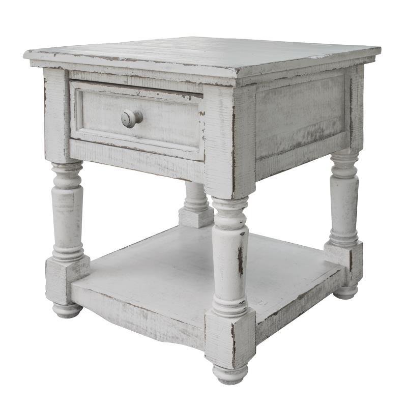 Aruba 1 Drawer, End Table w/ White finish