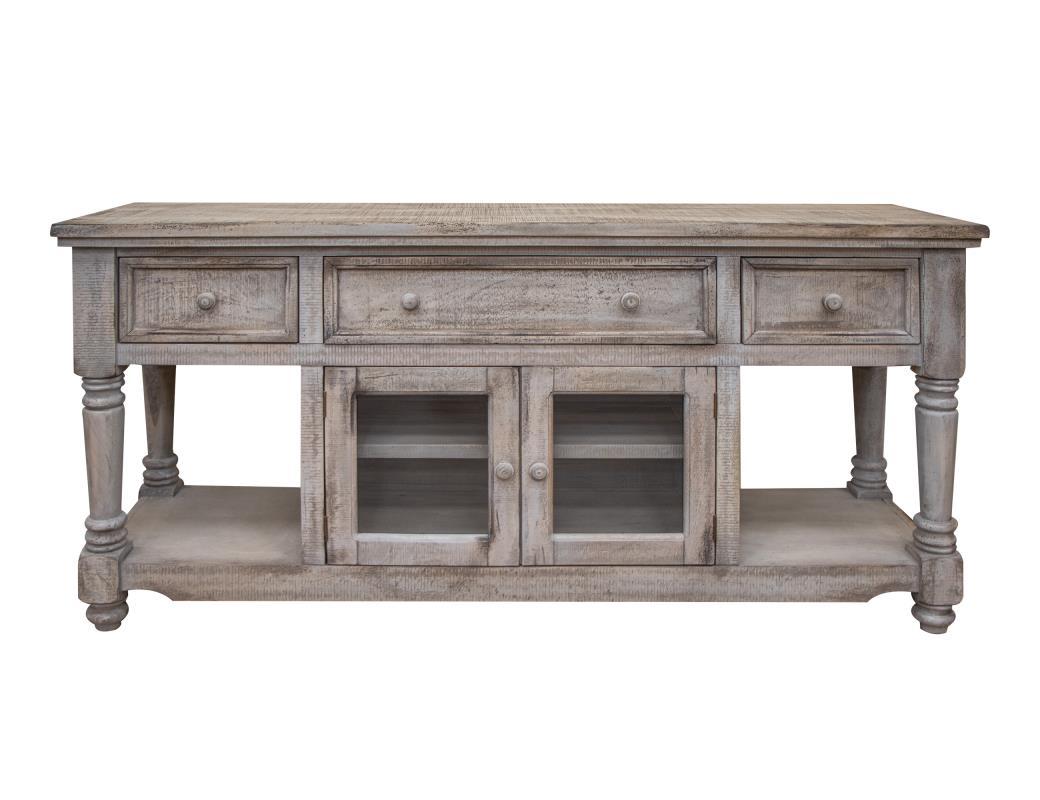 Aruba White Sea 70” TV Stand, w/3 Drawers and 2 Doors, in White Sea Finish