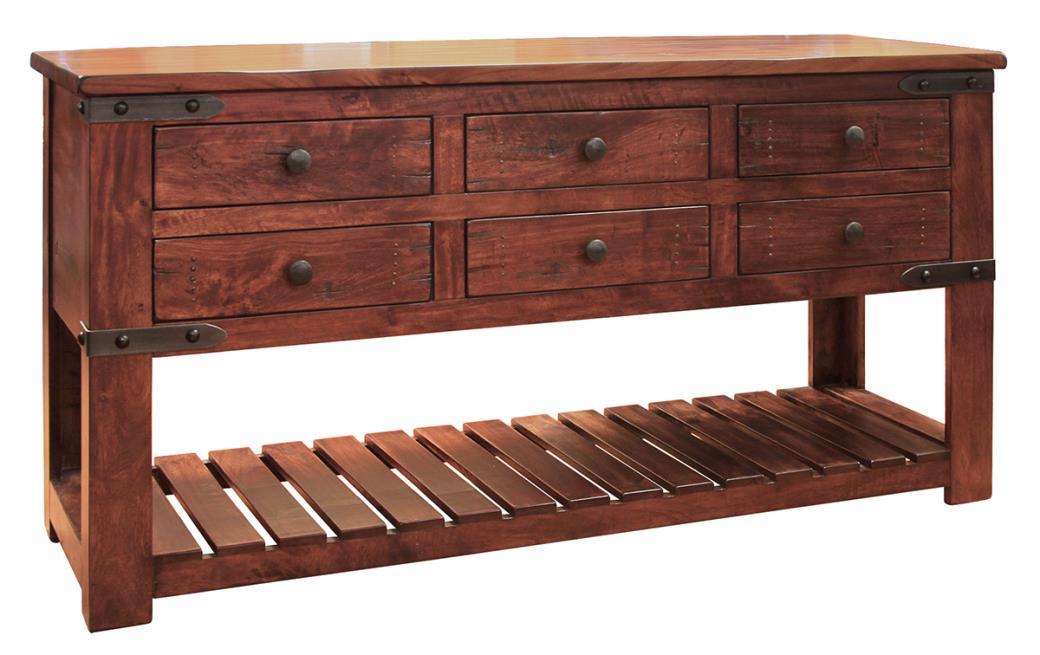 Parota Sofa Table w/6 Drawers