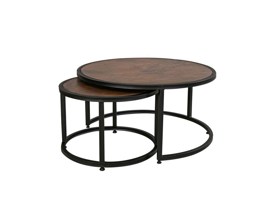 Blackburn Set w/ 2 Cocktail Tables, w/ Copper Top and Iron Base