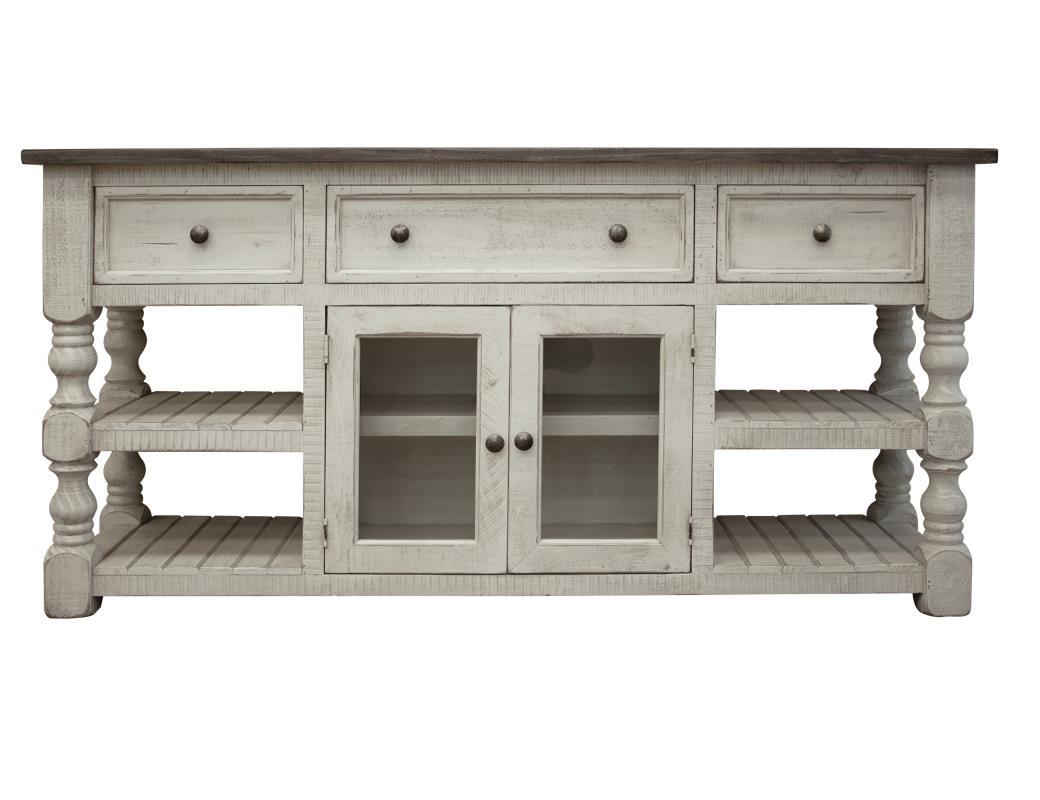 Stone 70" TV Stand w/ 3 Drawer and 2 Glass Doors