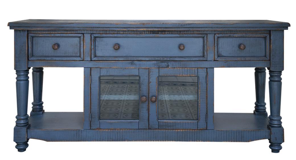 Aruba 70" TV Stand, w/3 Drawers and 2 Doors, in Dark Blue Finish