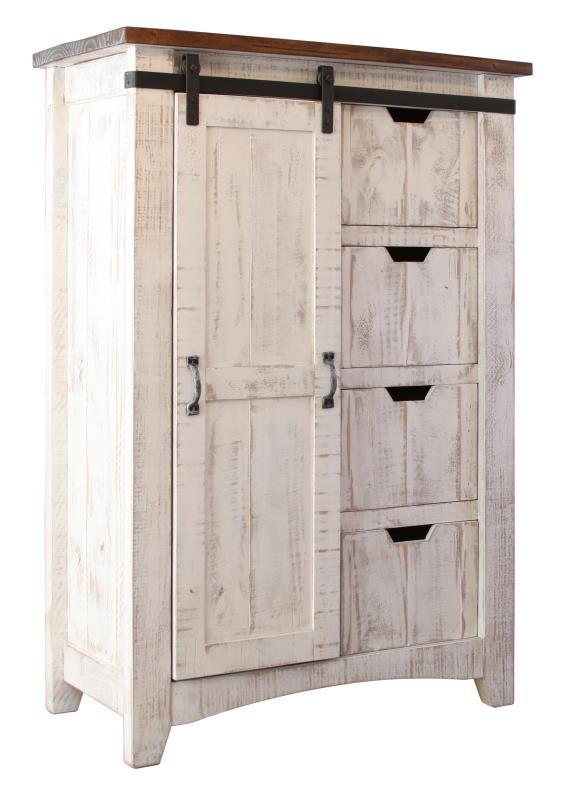 Pueblo White 4 Drawer, 1 door Chest