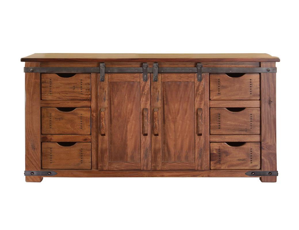 Parota 60"TV Stand w/6 Drawer, 2 door w/2 shelves