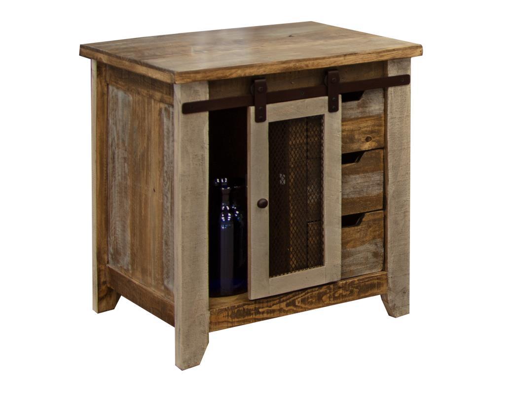 Antique Multicolor 3 Drawers, 1 Door End Table