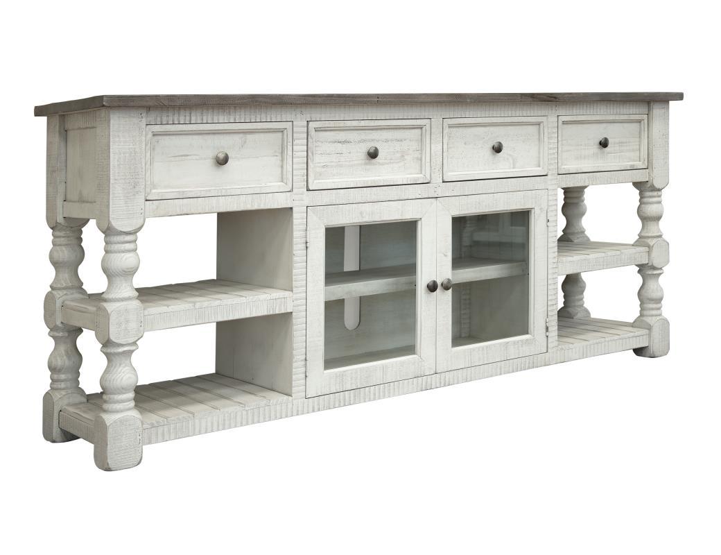 Stone 80" TV Stand w/ 4 Drawer and 2 Glass Doors