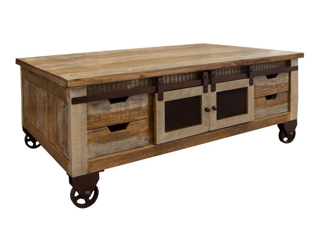 Antique Multicolor 8 Drawers, 4 Doors Cocktail Table
