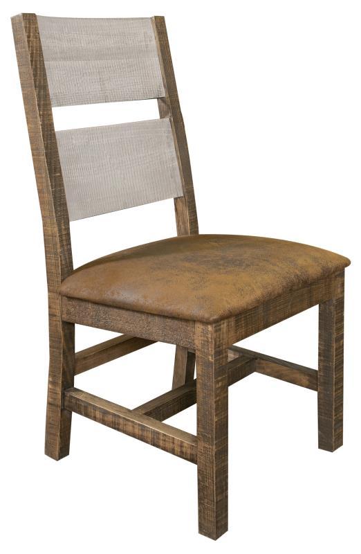 Pueblo Gray Solid Wood Chair w/Fabric Seat**
