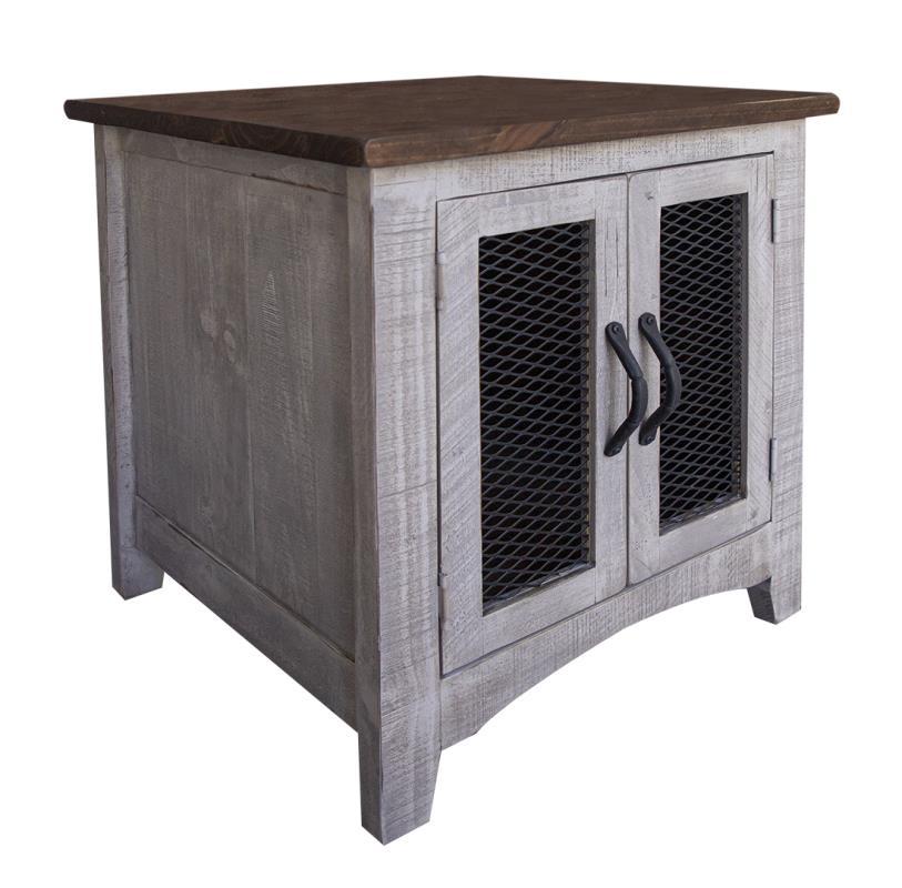 Pueblo Gray End Table 2 Doors