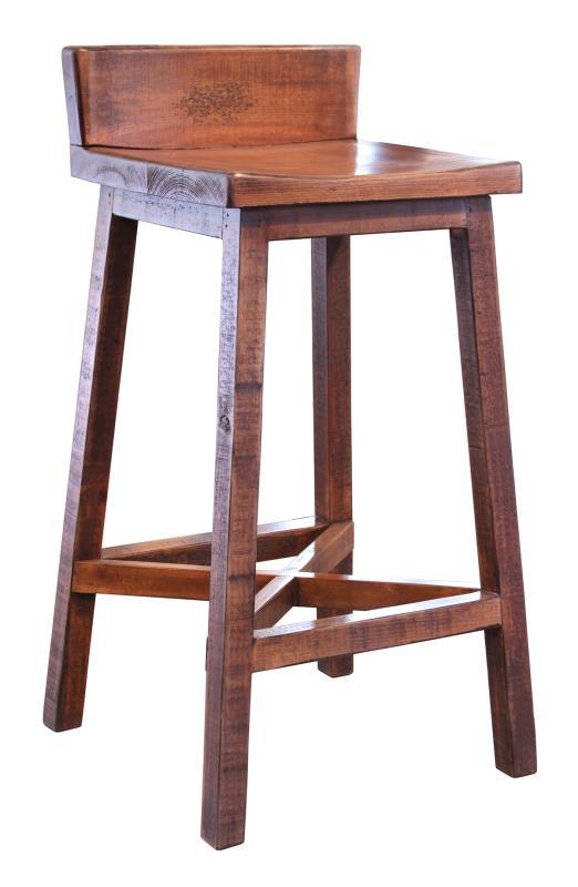 Pueblo 30” Stool w/Wooden Seat and Base - Brown Finish**