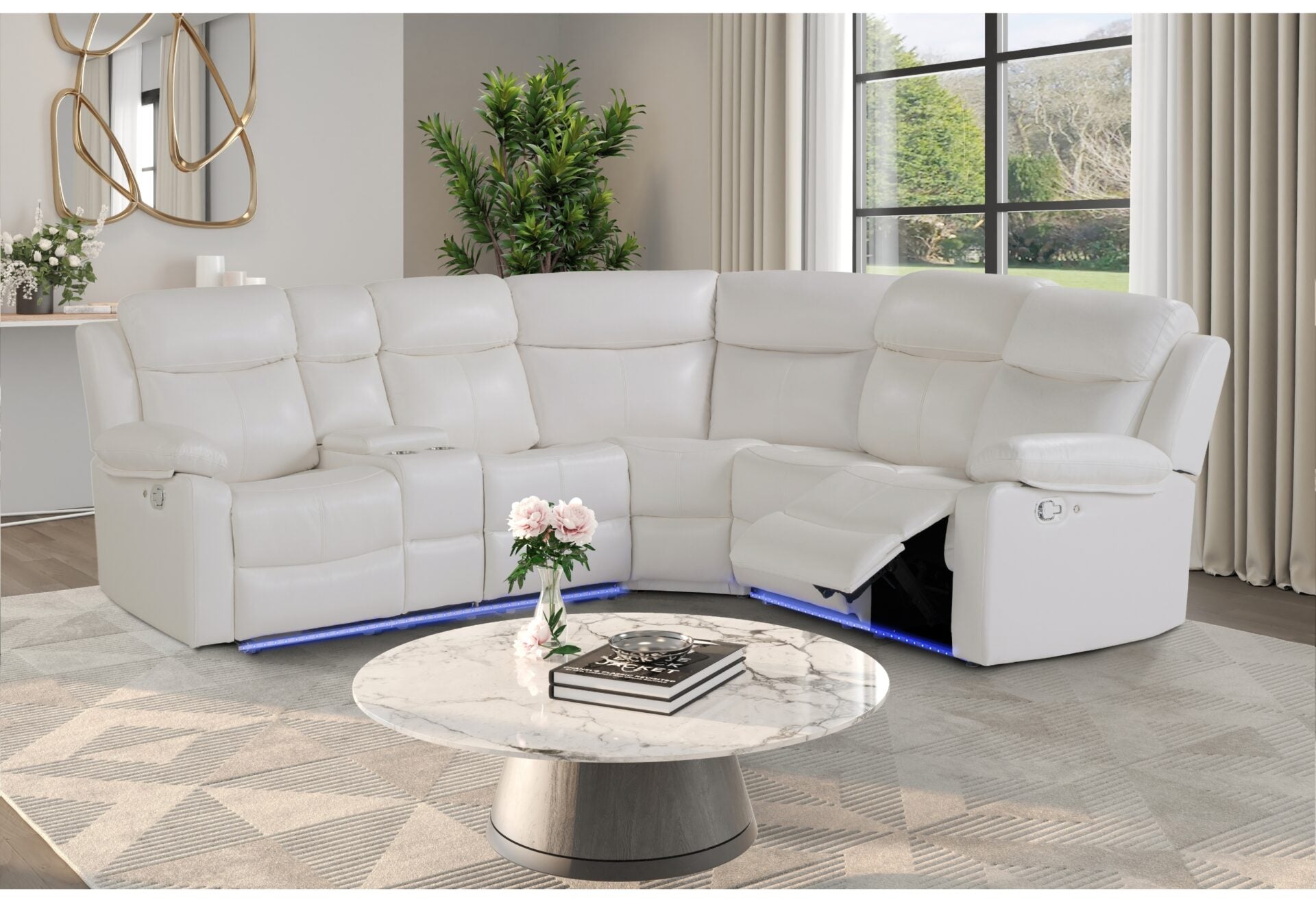 U6026 Blanche White Sectional Sofa