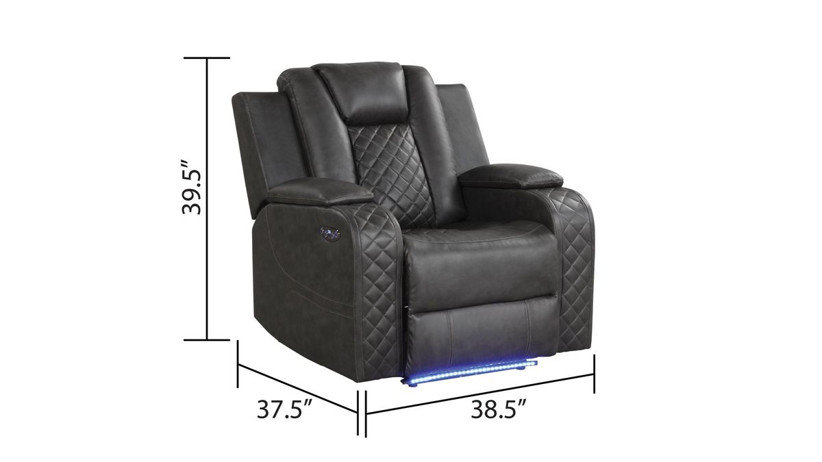 Galaxy Home Benz LED & Power Recliner Chair in Gray