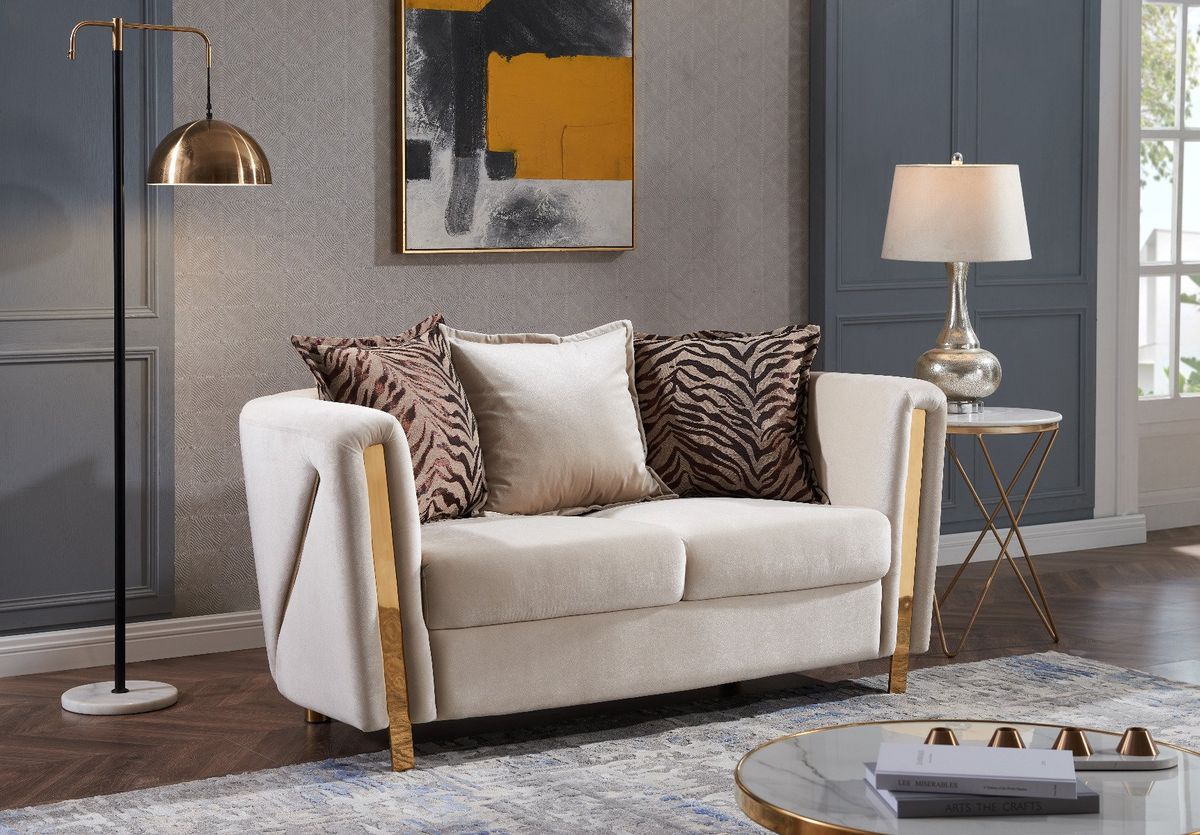 Galaxy Home Chanelle Loveseat in Cream