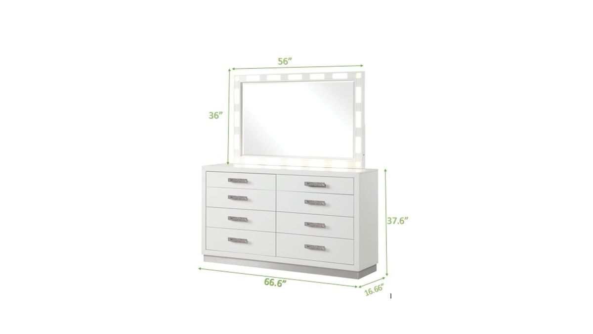 Galaxy Home Coco 8 Drawer Dresser in Milky White