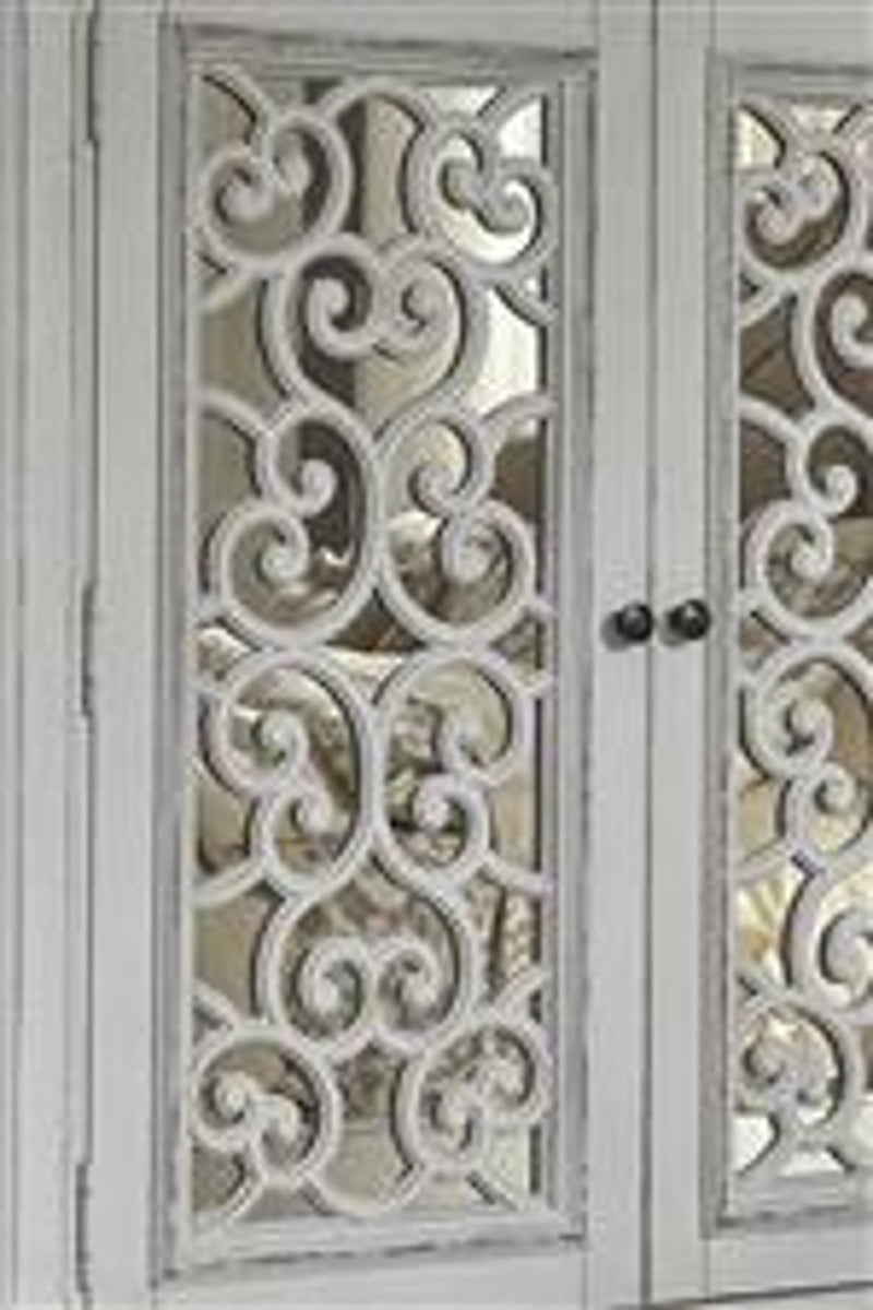 Liberty Furniture Abbey Park Mirrored Door Chest in Antique White