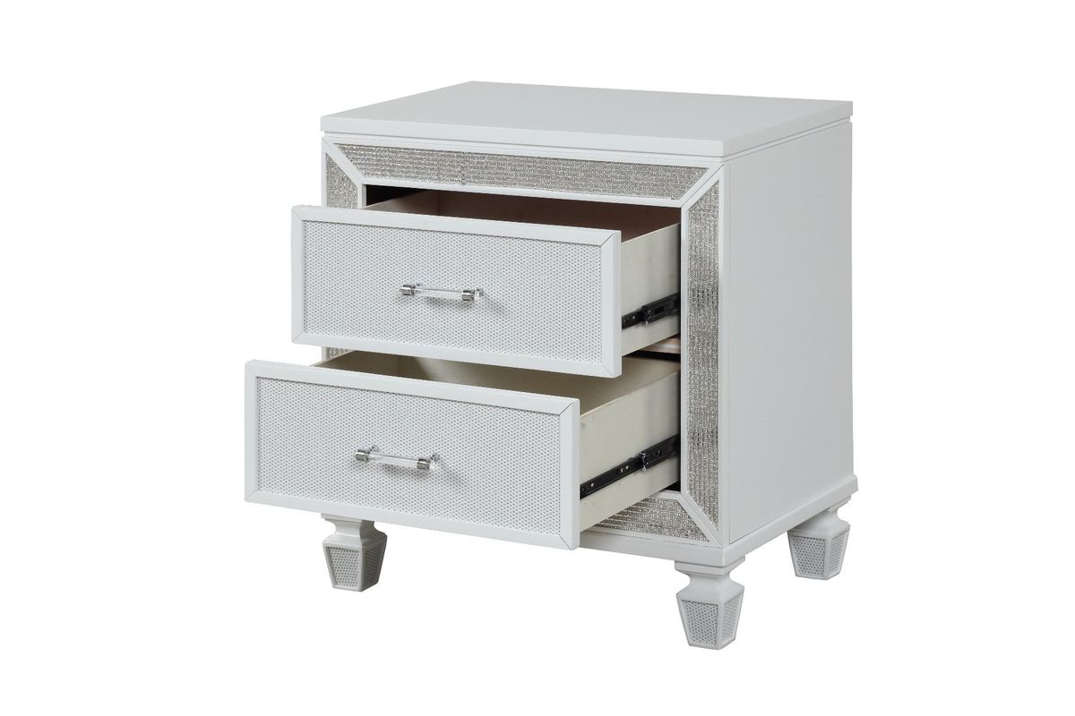 Galaxy Home Crystal Nightstand in White