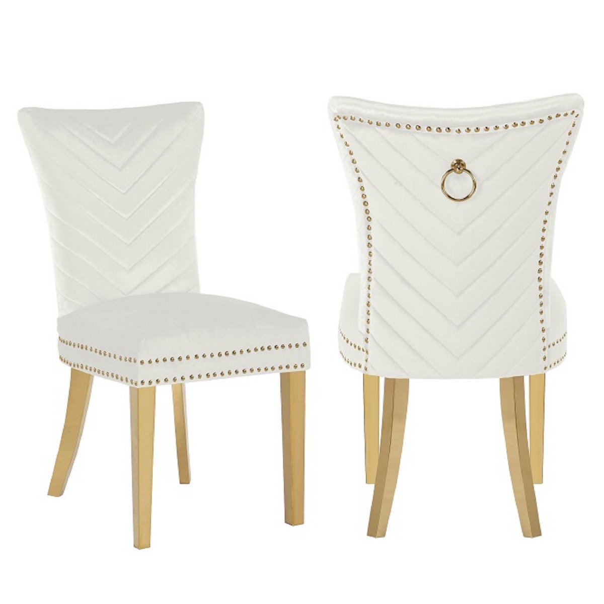 Galaxy Home Eva Gold Legs Dining Chair (Set of 2) in Beige image