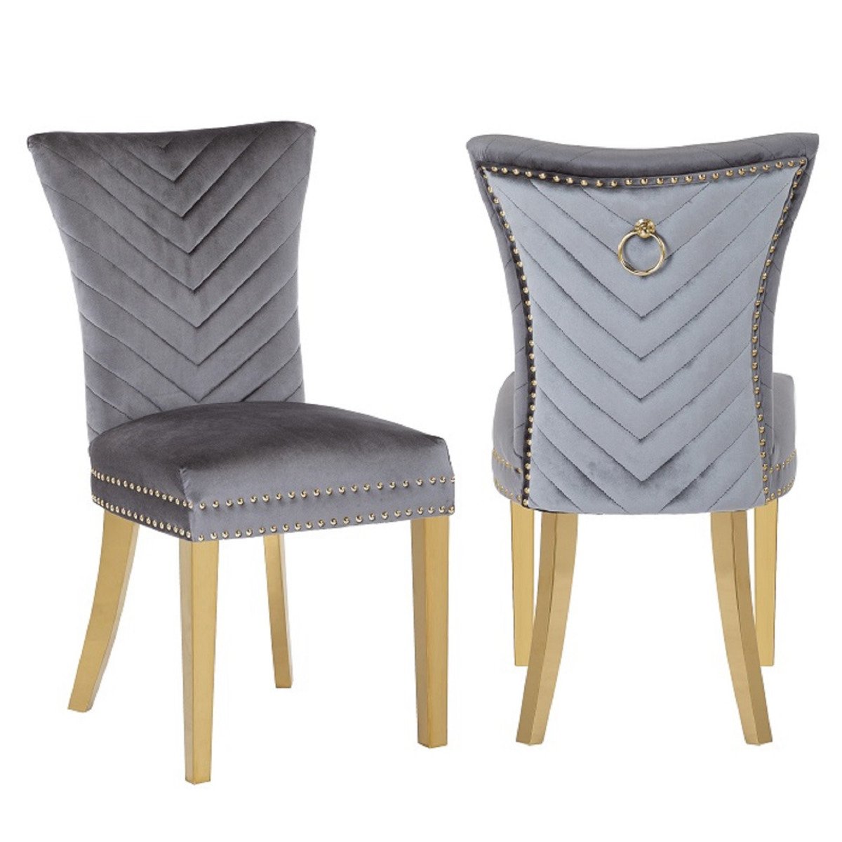 Galaxy Home Eva Gold Legs Dining Chair (Set of 2) in Grey image