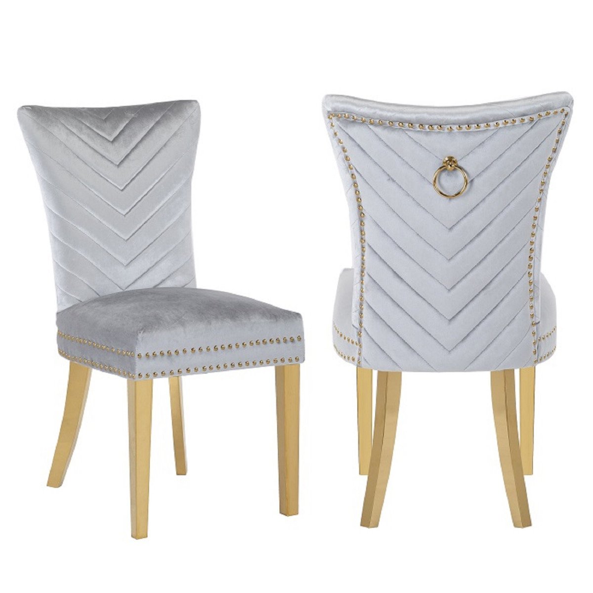 Galaxy Home Eva Gold Legs Dining Chair (Set of 2) in Silver image