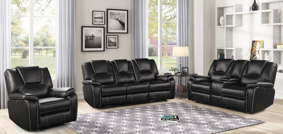 Galaxy Home Hong Kong Power Reclining Sofa in Black