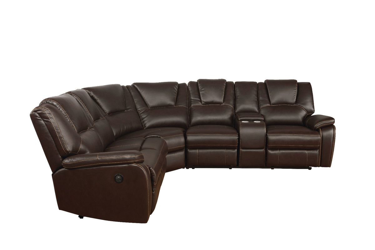 Galaxy Home Hong Kong Power Reclining Sectional in Brown