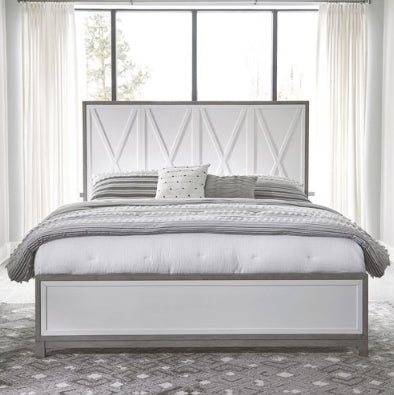 Liberty Furniture Palmetto Heights King Panel Bed in Shell White and Driftwood image