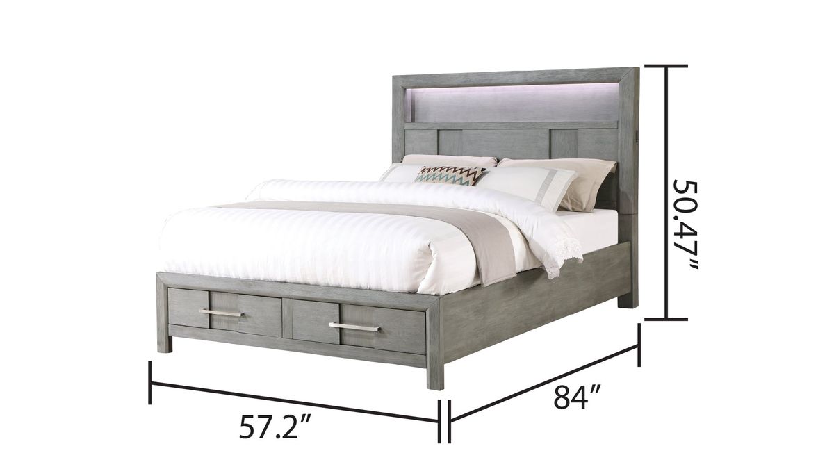 Galaxy Home Kenzo Full Bed in Gray