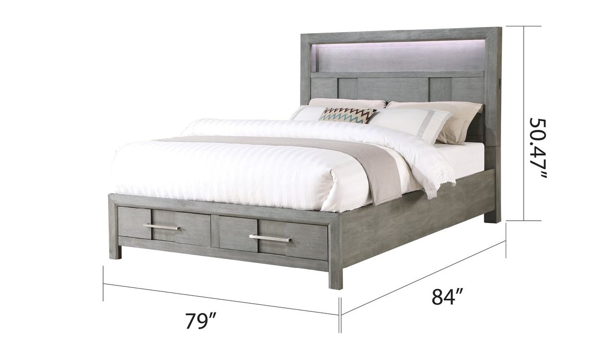 Galaxy Home Kenzo King Bed in Gray