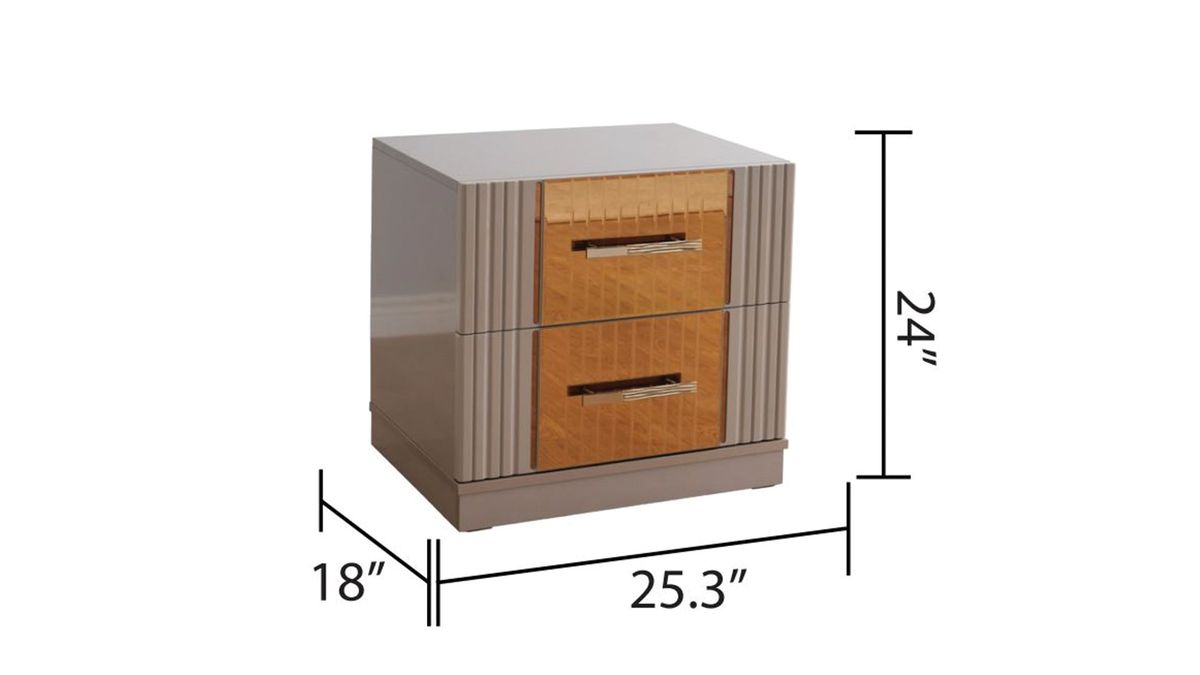 Galaxy Home Lorenzo Gold Detailed Nightstand