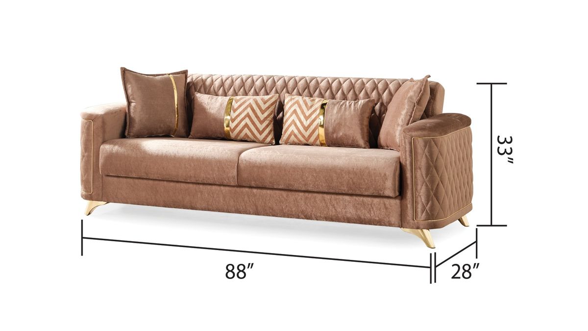 Galaxy Home Luna Sleeper Sofa in Copper