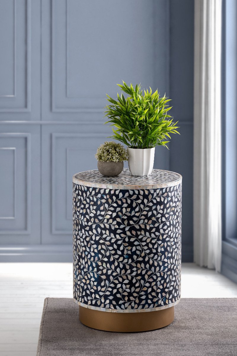 Galaxy Home Modern Luxe End Table in Navy