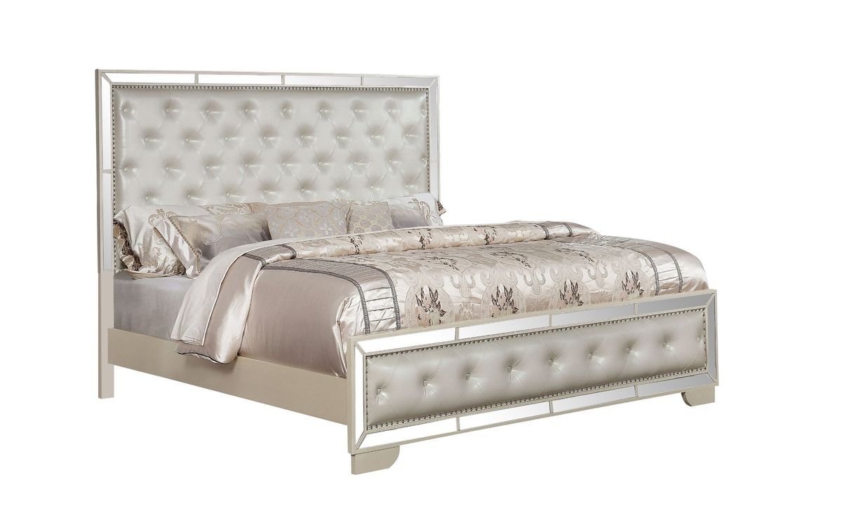 Galaxy Home Madison Queen Size Upholstery Bed in Beige image