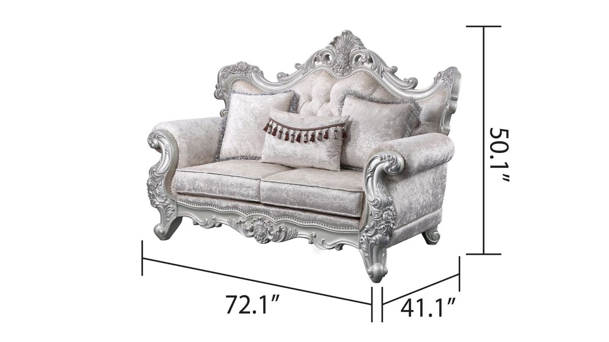 Galaxy Home Melrose Loveseat in Silver