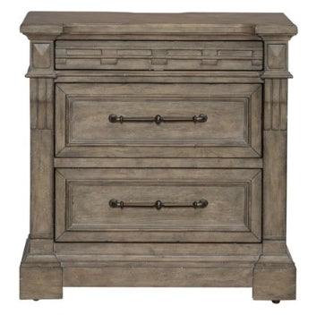 Liberty Furniture Town & Country 3 Drawer Nightstand w/ Charging Station in Dusty Taupe