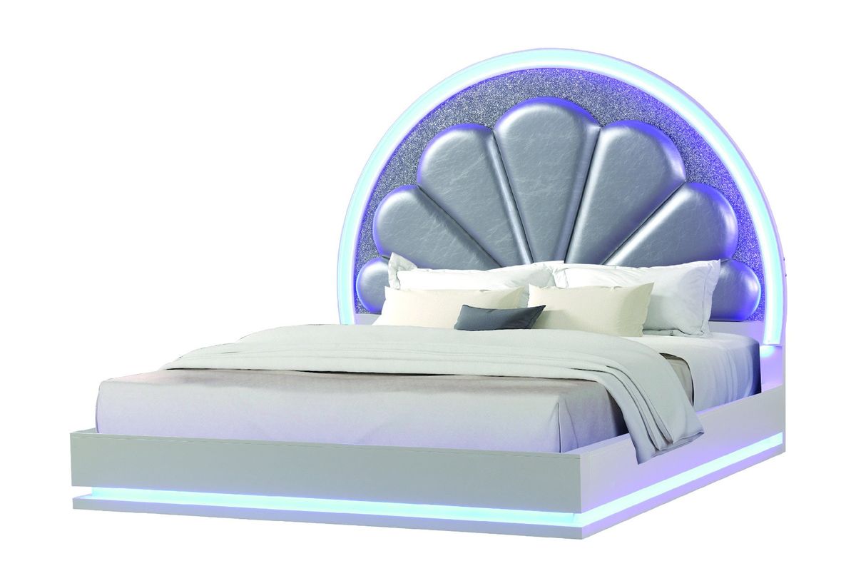 Galaxy Home Perla King Bed in Milky White