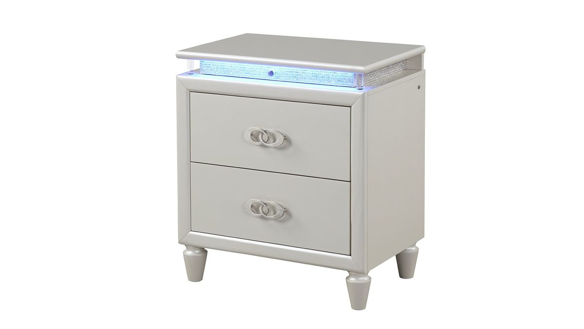 Galaxy Home Perla NightStand in Milky White