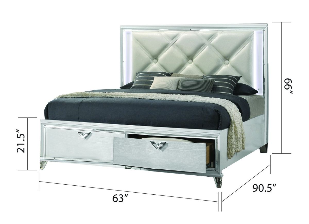 Galaxy Home Prism Queen Bed in White